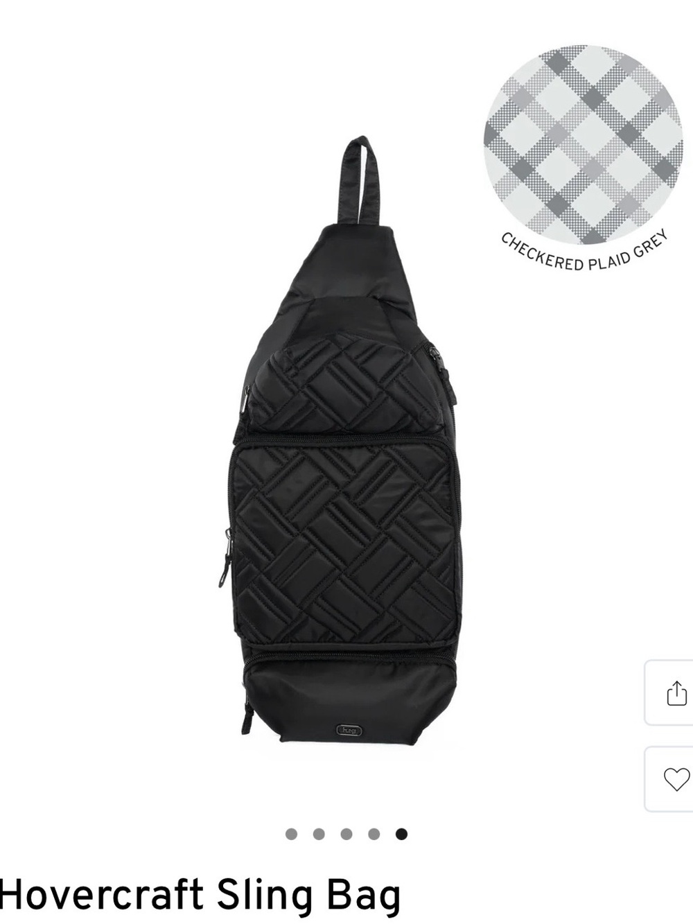 lug Quilted Hovercraft Sling Bag - Black